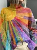 Nova blusa de moletom com gola alta e mangas compridas para mulheres, com estampa de padrão blocos de cor 3D transfronteiriça, estilo europeu e americano, para outono e inverno
