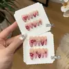 Personalización Transfronteriza Amazon Más Vendido Estilo Chica Dulce-Cool Picante Europeo y Americano Rojo Rosa Pintado a Mano Estampado de Leopardo Uñas Francesas Transfronterizas Hechas a Mano
