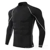 Amazon Venta Caliente Transfronteriza Ajuste Delgado Manga Larga Rayas Fitness Entrenamiento Versátil Hombres Secado Rápido Ropa Estilo Otoño/Invierno