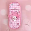 Estuche de Papelería de Dibujos Animados con Doble Cremallera de PU Bolsa Grande para Lápices de Estudiante Bolsa de Almacenamiento para Cosméticos Kurumi Blanco