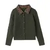 Nuevo Suéter Cardigan de Punto Trenzado Estilo Coreano Suave con Cuello de Camisa y Diseño de Retazos Rosas para Mujer Otoño/Invierno 2026