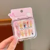 Novas Unhas Infantis Removíveis Vestíveis na Caixa para Meninas, Adesivos de Unha Removíveis, Adesivos de Unha Exquisitos de Desenho Animado, Peças de Unha