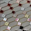 Pulsera de trébol de cinco hojas de alta gama, chapada en oro V de alta calidad con oro de 18 quilates, unisex, versátil, elegante y lujosa