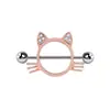 Anillo para Pezón Transfronterizo de Nuevo Producto Incrustado con Circonio en Forma de Abanico Cabeza de Gato con Corazón Cabeza de Conejo Acero Inoxidable Circonio de Colores Clavos para Pezón Europeos y Americanos Venta al por Mayor en Línea