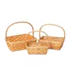 Cesta de Picnic de Ratán Estilo Nórdico Pastoral Plegable para Frutas Huevos Regalo Cesta de Picnic para Salidas