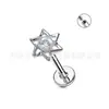 Brincos de Titânio F136 Estrela de Seis Pontas Cravejados com Zircônia 5A Pregos de Orelha Corpo de Liga de Titânio G23 Joias para Body Piercing Pregos de Lábio