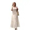 Vestido de estilo suave con temperamento, adelgazante, con volantes, línea A, para estudiantes, verano, de alto nivel, estilo francés para la hora del té, midi