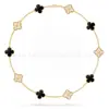 Colar Trevo de Quatro Folhas Van Cleef & Arpels CNC Versão Alta Madrepérola Branca Natural Banhado a Ouro 18K Real Prata Pura Colar de Dez Pétalas