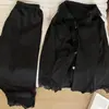 Pijama de Seda Hielo y Nieve para Mujer Primavera y Otoño 2025 Nuevo Verano Manga Larga Encaje Negro de Alta Calidad Conjunto de Ropa para el Hogar