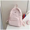 Mochila de Nylon Leve Cor Sólida Simples Moderna para Estudantes do Ensino Fundamental, Médio e Superior Bolsa Escolar Versátil para Passeios e Viagens