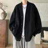 Suéter Cardigan Masculino Primavera e Outono Preto Solto Roupa Tooling Moda Japonesa Marca de Luxo Outono Plumpian Bonito Jaqueta Casual