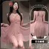 Drunk Listening to Style Lencería Divertida Tallas Grandes Sexy para Mujer Tentación Apasionada Escote Bajo Tirantes Finos Pijama de Malla Vestido de Dormir Puro Deseo Conjunto