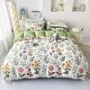 Conjunto de Roupa de Cama de Quatro Peças em Caxemira Vegetal Escovada para Dormitório Estudantil, Cama de Solteiro, Padrão Floral Pequeno, Simples e Estiloso