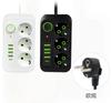 Enchufe USB Europeo de 3 Orificios Enchufe Doméstico de Enchufe Estándar Europeo Cable de Alimentación de Enchufe Tablero de Enchufe de Carga de Alimentación Cable de Extensión de 5m