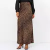 Falda larga de leopardo para comercio exterior de Amazon con cintura elástica, directo del fabricante, falda elástica de cintura alta, personalizable