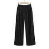 Pantalones Casuales de Pierna Ancha Rectos Color Azul Lago Dopamina para Mujer, Verano Finos de Cintura Alta Estilo Holgado Perezoso Largos hasta el Suelo