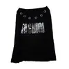 Estilo Gótico Oscuro Retro Americano Remaches Cintura Ajustable Hombros Descubiertos Manga Larga Suéter Subcultura Chica Caliente Top Casual
