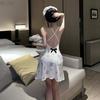 Diseño Original Verano Camisón Sedoso Ropa para el Hogar Delgada Sexy Espalda Descubierta Falda con Tirantes Moda para Mujer Estampado Texto Secreto