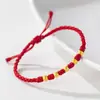 Pulsera de Hilo Rojo Tradicional con Perlas de Fortuna de Oro Puro 999, Perlas de Oro Duro 3D de Oro Puro, Regalo para Novia, Entrega Directa en Transmisión en Vivo