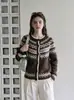 Cárdigan Suéter Fair Isle Vintage para Mujer, Otoño e Invierno, Tejido Jacquard Casual y Sofisticado