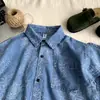 Conjunto Jeans de Verão para Meninos, Estilo Fino, Novo Modelo 2026, Conjunto de Duas Peças em Jeans Macio Estampado de Manga Curta para Crianças, Roupa de Verão para Bebê