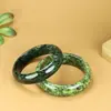 Pulsera de Jade Xizang Piedra del Rey de la Medicina Jade Verde Oscuro Natural Jade Verde Oliva Pulsera para Mujer Pulsera de Piedra de Jade del Rey de la Medicina con Tinta Magnética en Vivo