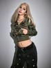 Sudadera Corta con Capucha Estampado Camuflaje Streetwear Americano Anillo de Acero Cremallera Sexy en la Cintura Cárdigan Superior Chaqueta Y2 Lote