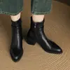 33--43 Botas Talla Grande Tacón Grueso Botas de Mujer Retro Delgadas Hebilla de Cinturón Botines de Tacón Alto Zapatos de Mujer Transfronterizos de Exportación