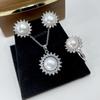 Conjunto de Tres Piezas de Trébol de Cuatro Hojas de Nácar Natural de Venta Caliente de Otoño para Mujer, Anillo de Alta Gama, Pendientes, Colgante, Pasadores de Oreja S925