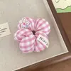 Estilo Igual al de Celebridad de Internet Accesorios para el Cabello Infantiles Tela Cuadros Algodón Anillo para el Cabello de Intestinos Grandes Cuerda Dulce para Niñas Bola de Pelo