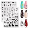 Nova Placa de Aço para Nail Art Francesa Flor Sorriso Grade Irregular Placa de Aço para Nail Art com Película Transparente