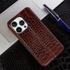 Adecuado para Apple 18Promax Funda de Teléfono de Cuero Genuino con Tapa abatible Cubierta Protectora Funda para Teléfono Iphone17 Funda de Cuero con Patrón de Cocodrilo
