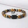 Pulseras de Piedra Natural de las Doce Constelaciones Europeas y Americanas Más Vendidas Pulseras de Cuentas de Ojo de Tigre Cuentas Hechas a Mano Venta al por Mayor