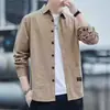 Nueva Camisa de Manga Larga para Hombre Estilo Primavera Otoño Multibolsillo Color Sólido Casual de Negocios Oficina Juvenil Chaqueta de Entrenador Lavada Ropa de Abrigo