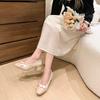 Flats Dulces con Lazo para Mujer Primavera y Otoño 2024 Nuevo Estilo Francés Estilo Pequeña Fragancia con Falda Tacón Grueso Tacones Altos