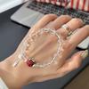 Pulsera de Cristal Transparente con Fresas Estilo Coreano para Mujer, Pulsera de Flor para Aliviar la Preocupación, Diseño de Nicho, Joyería Estilo Ins Coreano
