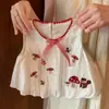 Ropa de Verano Fina para Bebé Niña Súper Linda Conjunto de Chaleco con Bordado de Hongo Lindo para Niños Ropa de Verano para Jardín de Infancia
