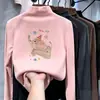 Roupa íntima infantil quente de gola alta parcial para outono e inverno, top estiloso de manga comprida para meninas, camiseta básica redonda de veludo alemão da moda