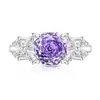 Anillo de Flor de Lazo Cortado en Rosa con Piedras Preciosas de Colores de Venta Caliente en Transmisión en Vivo para Mujer, Diamante de Alto Carbono Súper Brillante, Chapado en Oro Real, Anillo de Moda Versátil