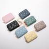 Estilo Tweed Piel de Cabra Acolchado Tarjetero Monedero Compacto para Mujer Nuevo 2025 Cuero Genuino Ranuras para Múltiples Tarjetas Cierre con Cremallera Billetera Corta