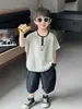 0666 Traje de Verano sin Mangas para Niños, Conjunto de Dos Piezas de Chaleco Holgado Estilo Coreano para Niños, Nuevo Estilo Delgado de Moda para Verano 2026