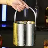 Cubo de Hielo Transfronterizo de Acero Inoxidable 304 con Aislamiento de Doble Capa, Alto Valor Estético, Adecuado para KTV, Champaña, Vino Tinto, Cerveza, Cubitos de Hielo y Uso en el Hogar