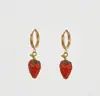 Lele Jewelry Design de Nicho Pequeno Fresco e Fofo Brincos e Colar de Morango Conjunto de Duas Peças Estilo Doce Brincos para Meninas