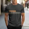 Comercio Exterior Transfronterizo Moda Estilo Callejero Casual Deportivo Rayas Estampado 3D Camiseta de Manga Corta para Hombre Top Versátil