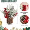 2026 Árbol de Navidad de Escritorio de Amazon Decoraciones Navideñas DIY Corteza de Pino Simulada Adornos de Árbol en Barril de Madera en Stock