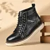 Superventas de Amazon Transfronterizo Retro Botas de Cuero Versátiles para Hombre Punta Fina Botas de Cuero Casual de Negocios para Hombre sin Cordones 25903