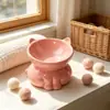 Tigela de cerâmica para pet com orelhas de gato para atacado, com proteção para o pescoço, boca inclinada, anti-derramamento, anti-queixo preto, base alta, grande capacidade, fácil de limpar