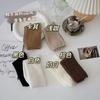 Calcetines Largos de Rayas Verticales, Calcetines de Color Sólido Blanco Roto para Mujer, Calcetines Holgados de Algodón Puro hasta Media Pantorrilla, Cálidos, Transpirables, Absorbentes del Sudor, Resistentes al Olor para Mujer