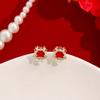 Agulha de prata Dragão ano festivo estilo chinês diamante-embutido brincos ano de nascimento moda nacional Ano Novo Vermelho fu personagem fivela de orelha de alta qualidade