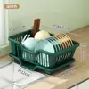 Escurridor de Platos con Bandeja de Goteo Escurridores de Platos para Encimera de Cocina, Ahorro de Espacio Escurridor de Platos de Gran Capacidad con Portacubiertos para Cocina